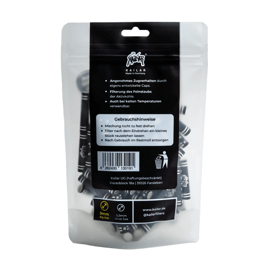 Kailar Small Size 5,9mm Cellulose Aktivkohlefilter - 65 Stück