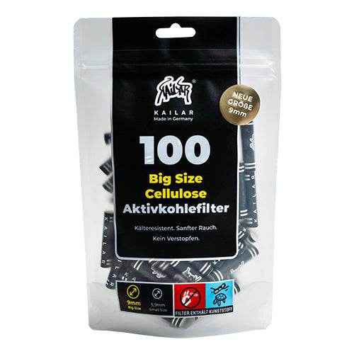 Kailar Big Size 9mm Cellulose Aktivkohlefilter - 100 Stück