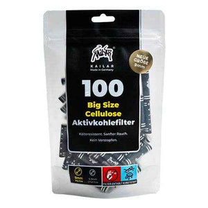 Kailar Big Size 9mm Cellulose Aktivkohlefilter - 100 Stück